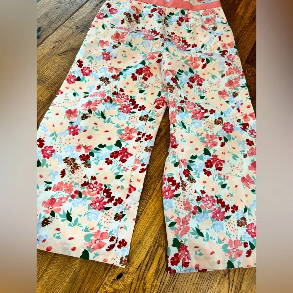 Janie and Jack Floral Pant Romper Jumpsuit Pockets Easter Silky Lined Size‎ 6 N